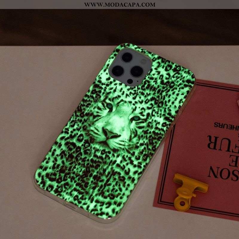 Capa Para iPhone 15 Pro Leopardo Fluorescente