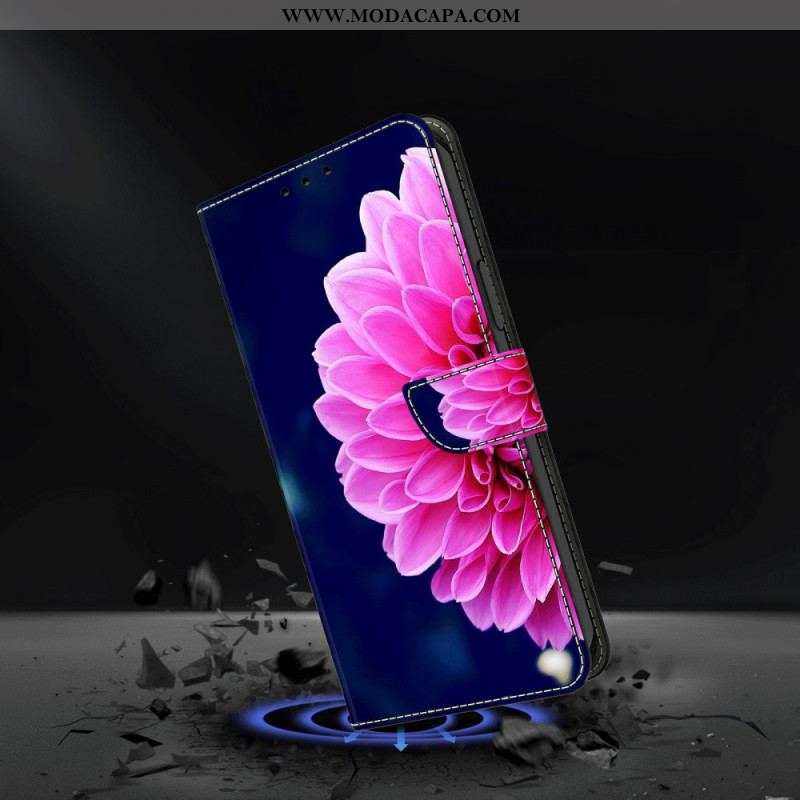 Capa De Couro Para iPhone 15 Pro Uma Flor