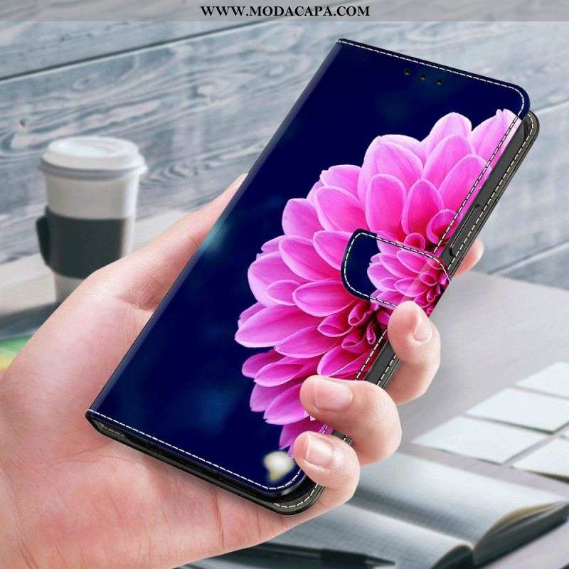 Capa De Couro Para iPhone 15 Pro Uma Flor