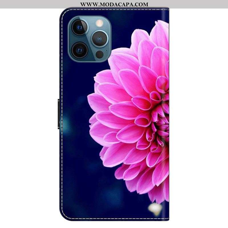 Capa De Couro Para iPhone 15 Pro Uma Flor