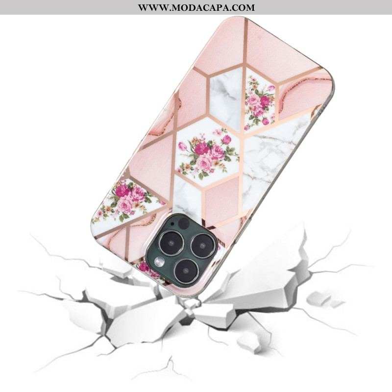 Capa Para iPhone 15 Pro Mármore Floral