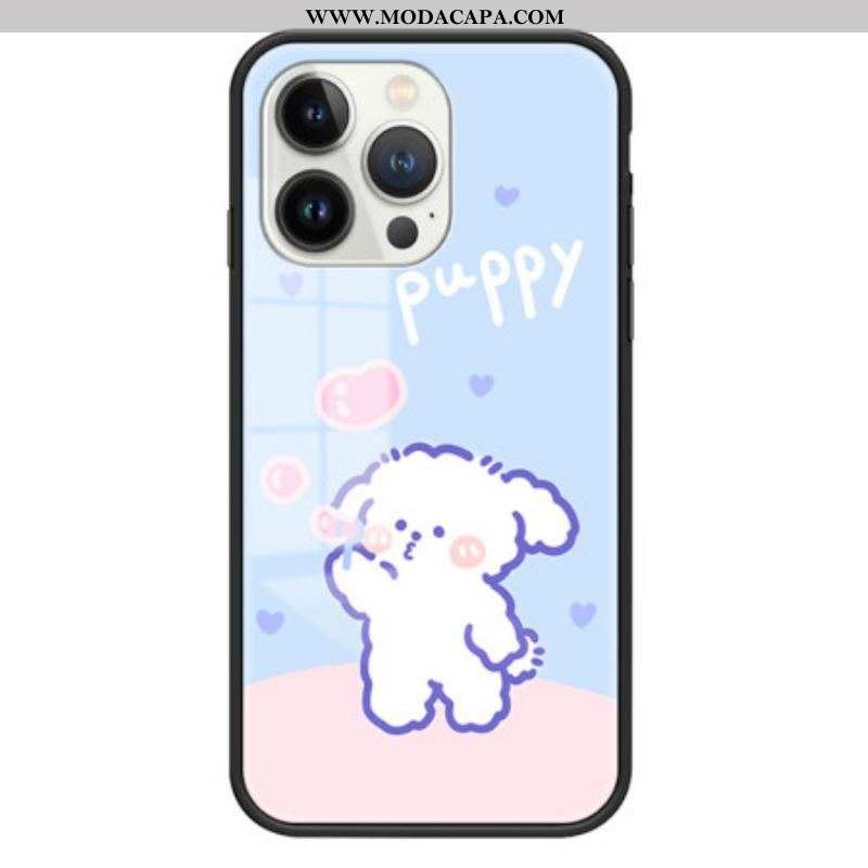 Capa Para iPhone 15 Pro Vidro Temperado Bubble Dog