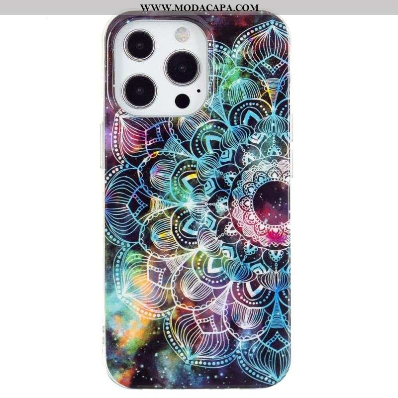 Capa Para iPhone 15 Pro Mandala Fluorescente