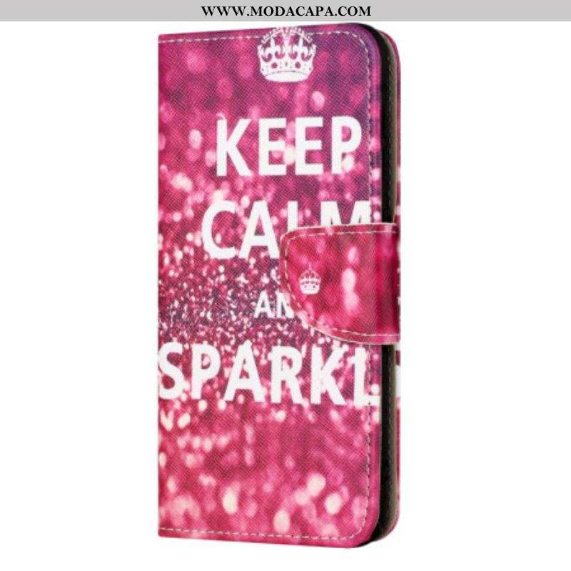 Capa Flip Para iPhone 15 Mantenha A Calma