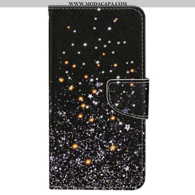 Capa Em Pele Para iPhone 15 De Cordão Chuveiro Estrela Com Alça