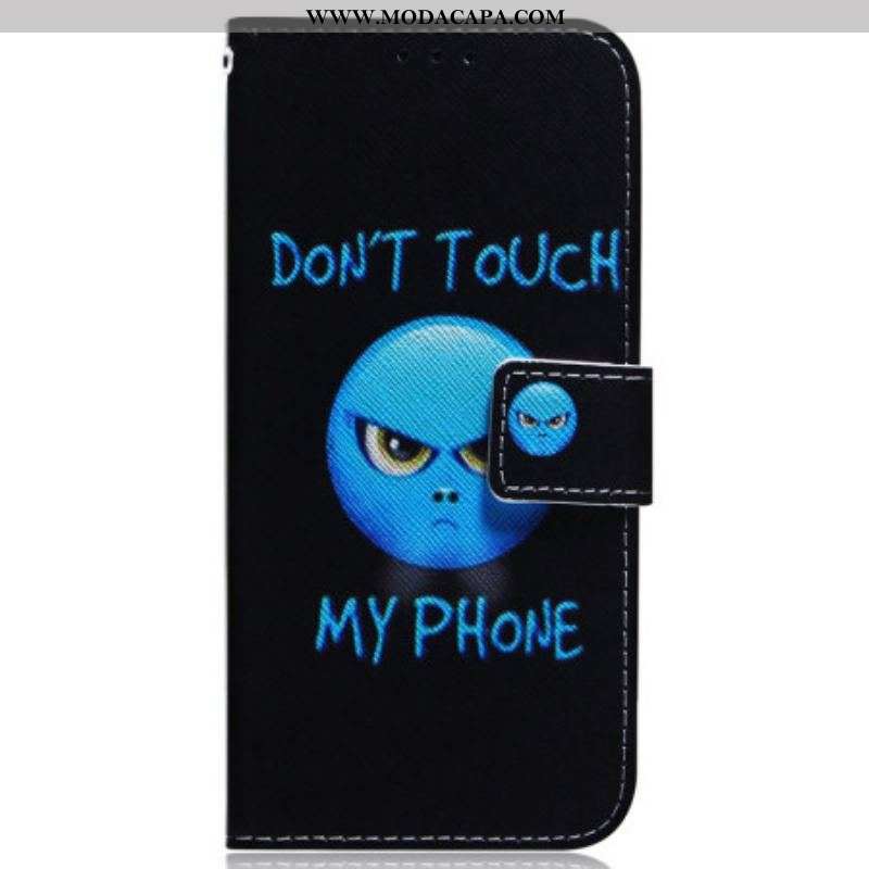 Capa Folio Para iPhone 15 Telefone Emoji